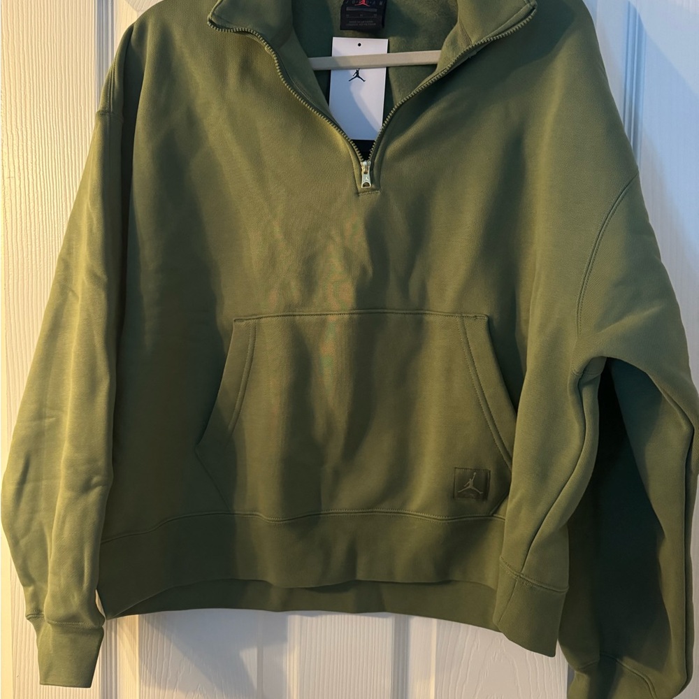 Jordan Olive Green Half-Zip Women's Sweater